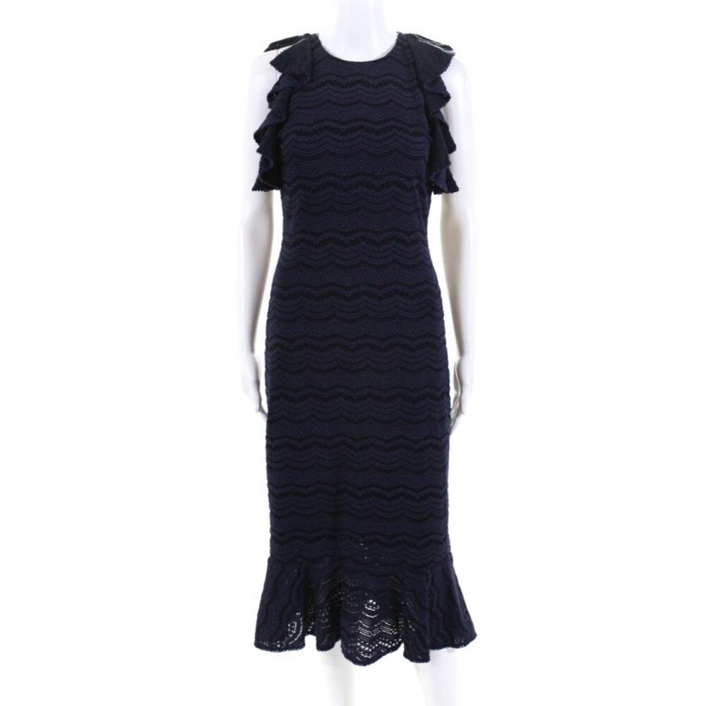 Slate & Willow Womens Midnight Ruffle Lace Sheath Dress Blue Size 6 10997474